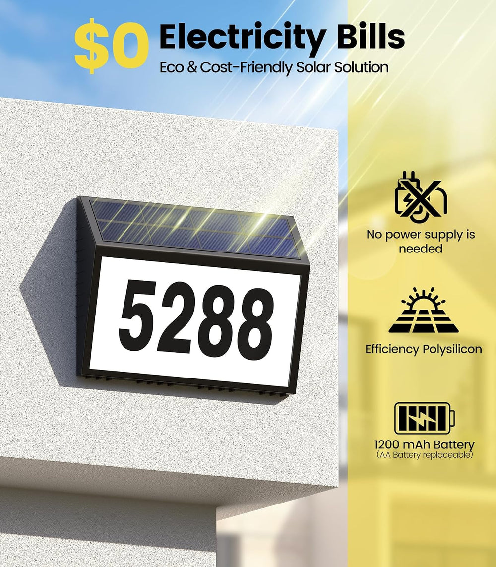 GEAGMAGC Solar House Numbers for Outside Light up, LED Illuminated Home Numbe...