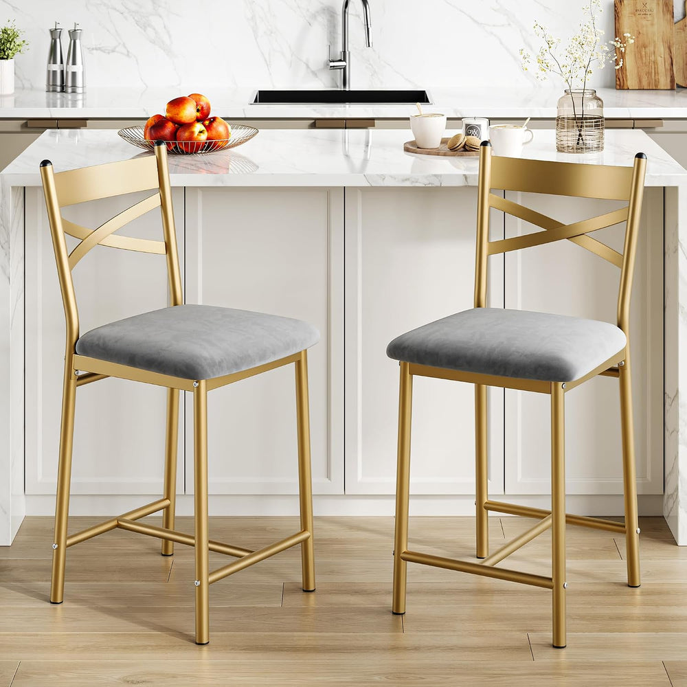 IDEALHOUSE 26" Bar Stools Set of 2, Counter Height Barstools with Back