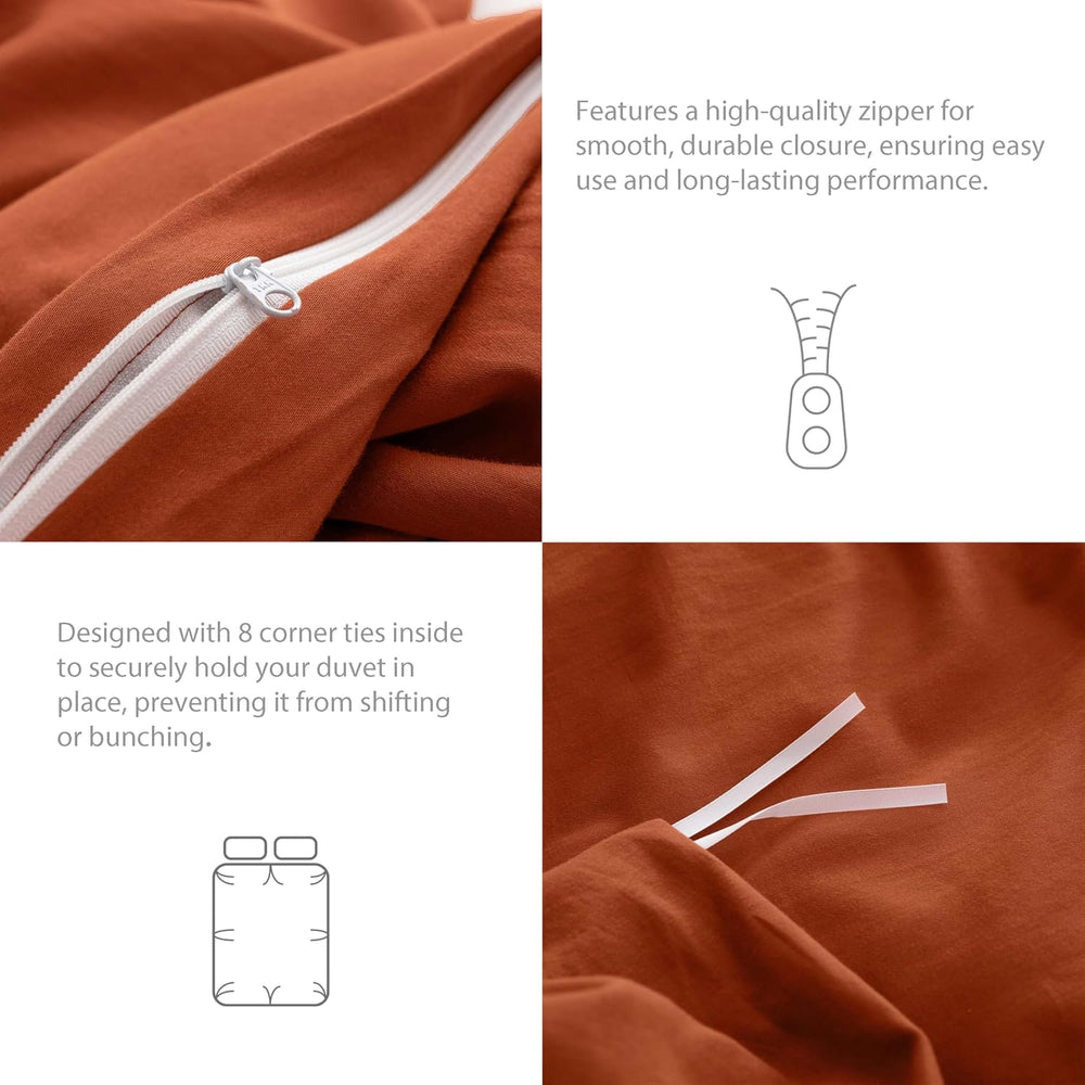 HeimenAogo Egyptian Cotton Duvet Cover Set King, Ultra Soft and Breathable Co...