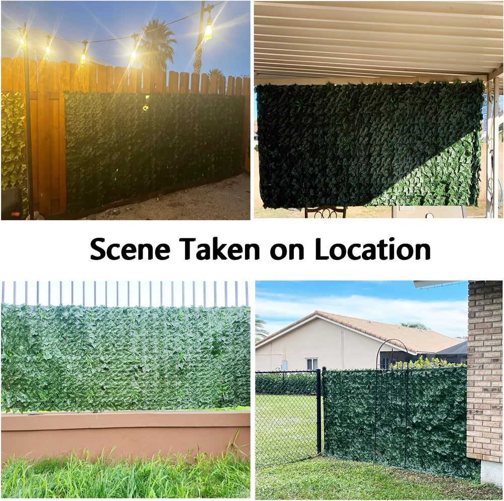 Artificial Ivy Fence Privacy Screen with Mesh Back, 59" x 158" Faux...