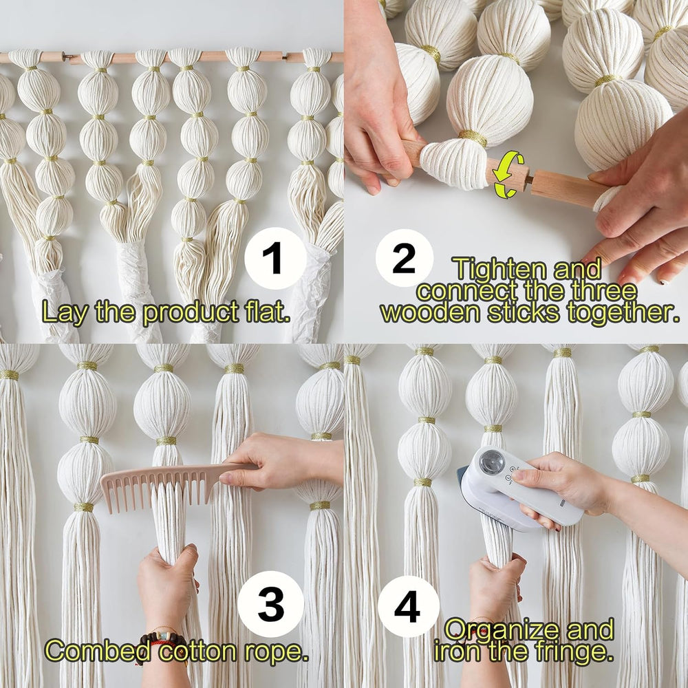 Macrame Wall Hanging Ball Boho Wall Decor Fiber Art Handmade 47"W*32"L