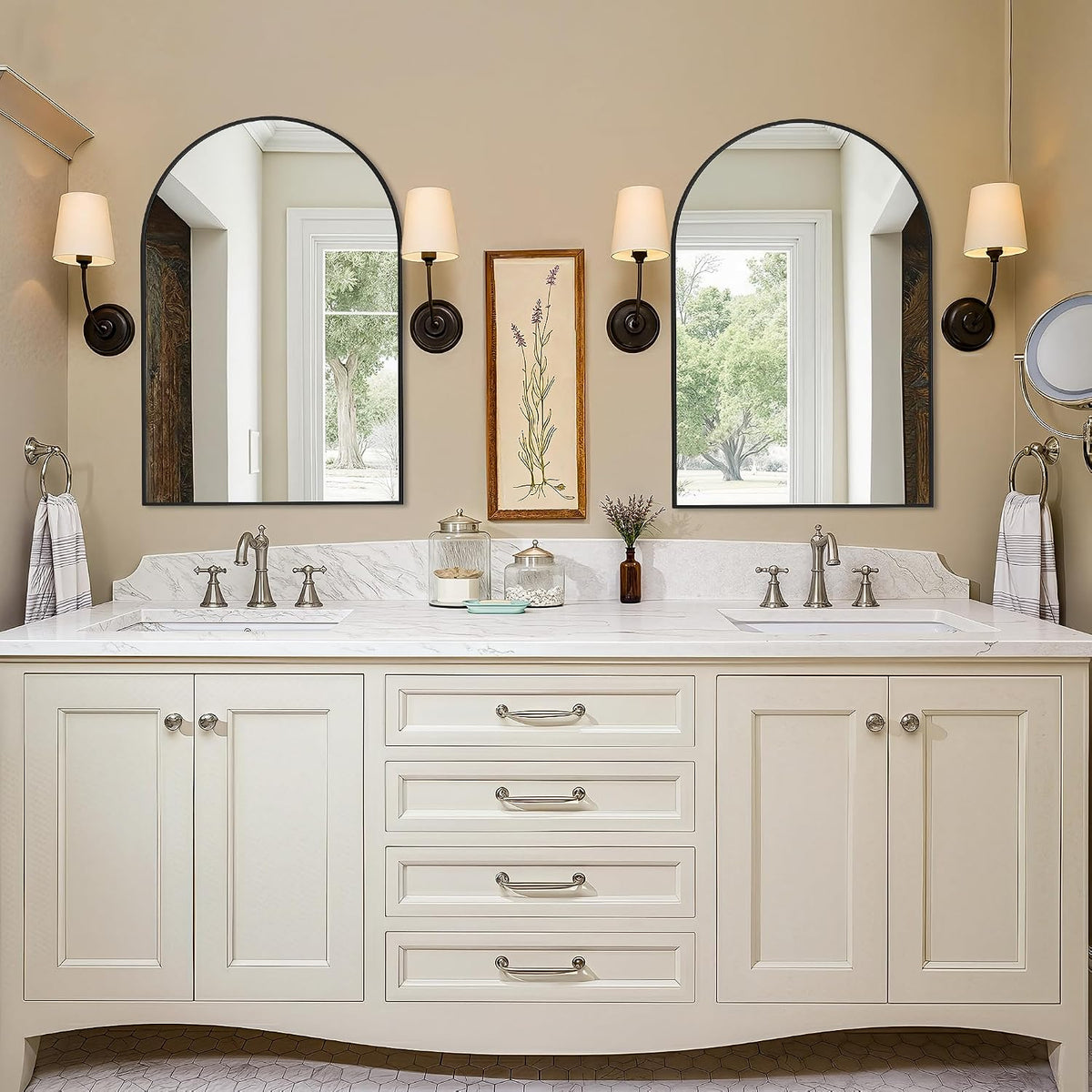 Arched Bathroom Vanity Mirror for Over Sink, 2 Pack 30”x20”, Black