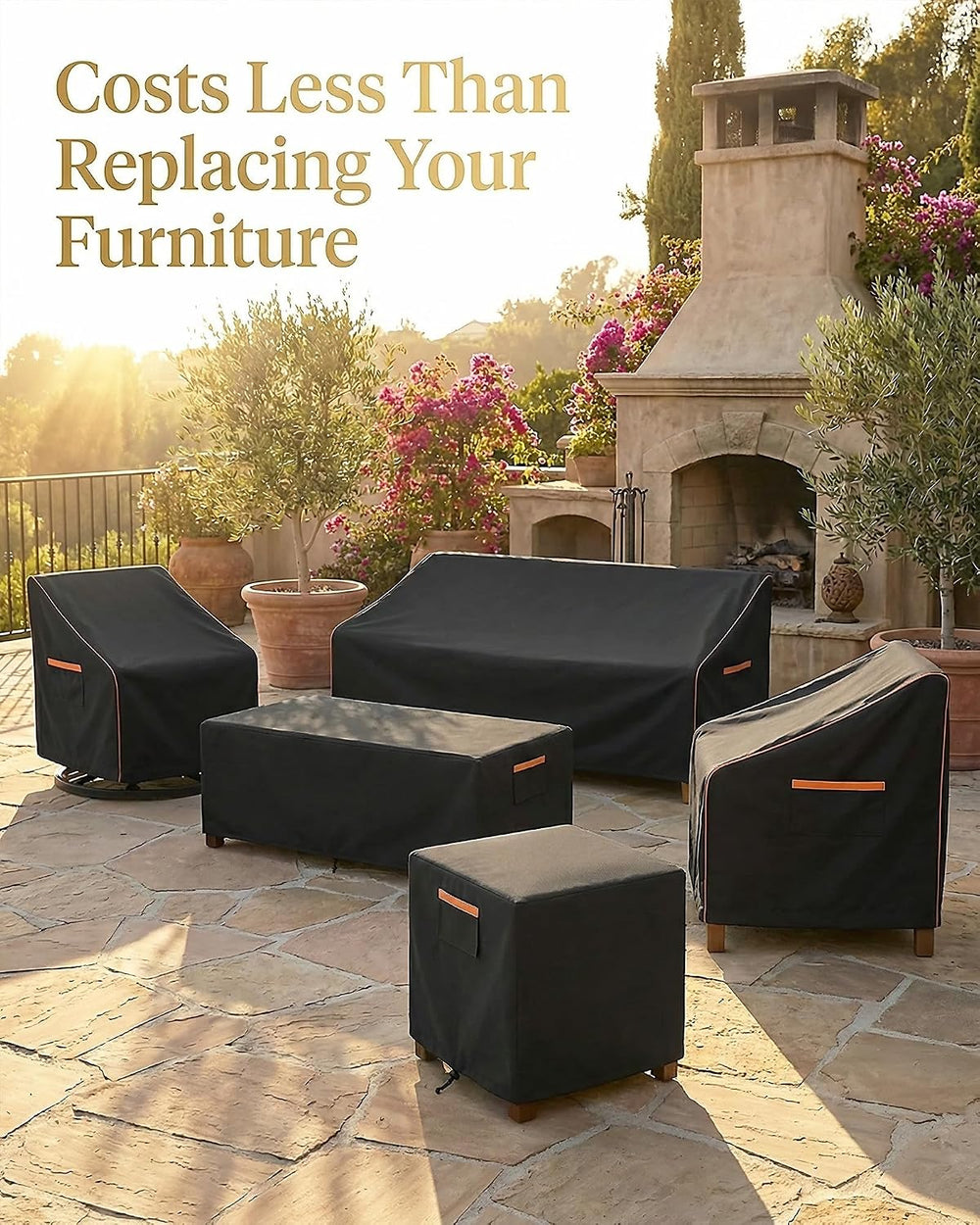 Outdoor Coffee Table Cover Waterproof, 600D Heavy Duty, 48x28x16, Black