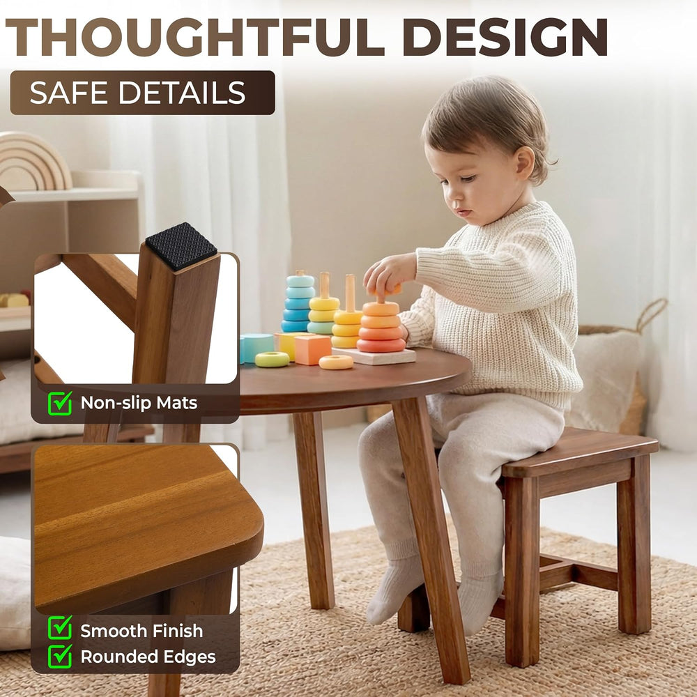 Small Solid Wood Step Stool, Golden Teak, Home Kitchen Bathroom