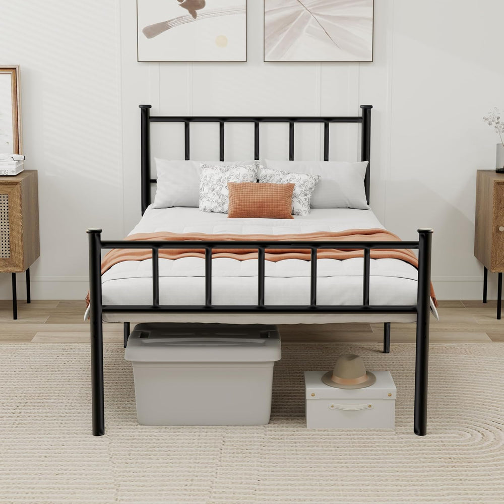 Metal Platform Twin Size Bed Frame, Black