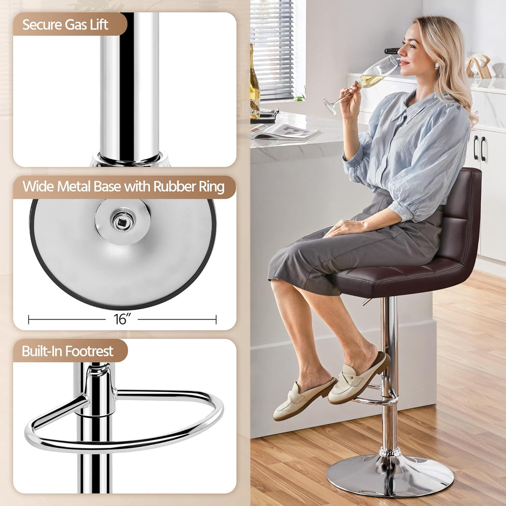 Yaheetech Bar Stools Set of 2 Adjustable Counter Height Barstools Brown