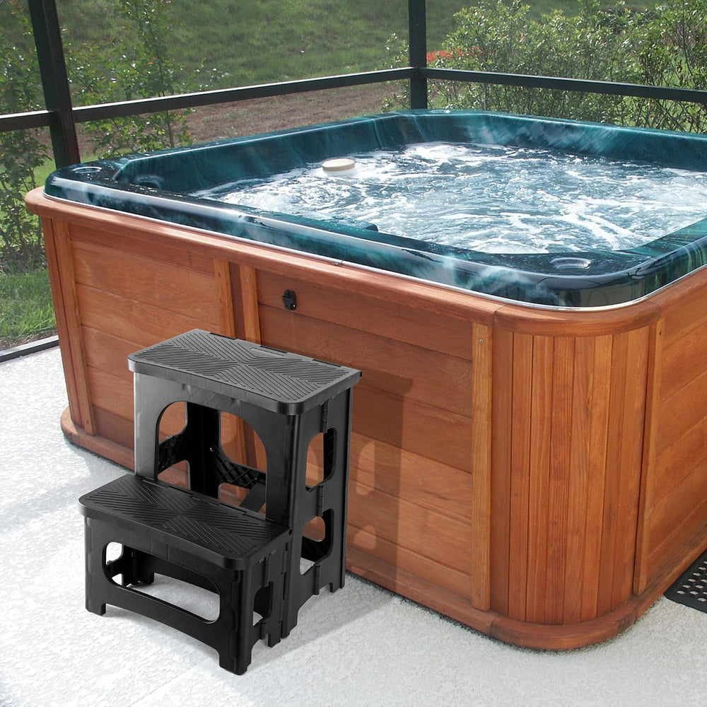 Foldable Spa Hot Tub Steps, Non-Slip 2 Step Stool Pool Ladder