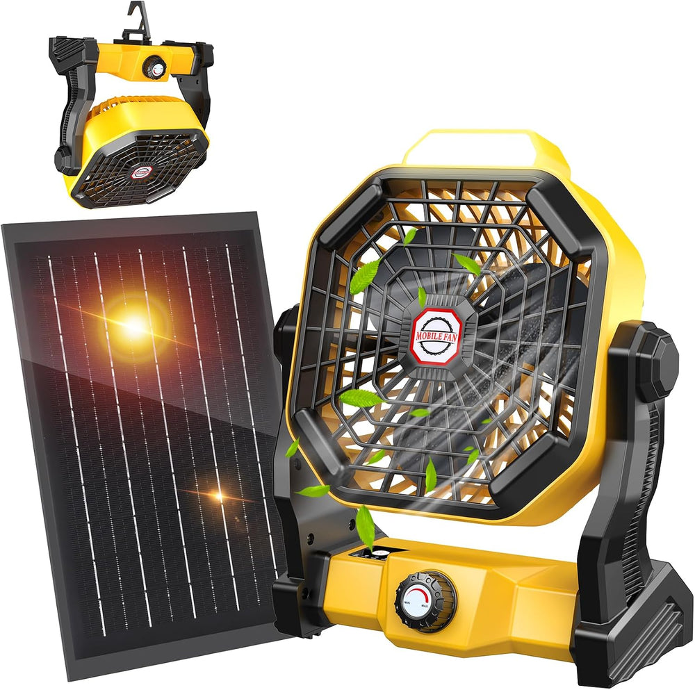 JINLICTE Solar Fan with LED Lantern, Camping Fan with 7W Solar Panel, Recharg...