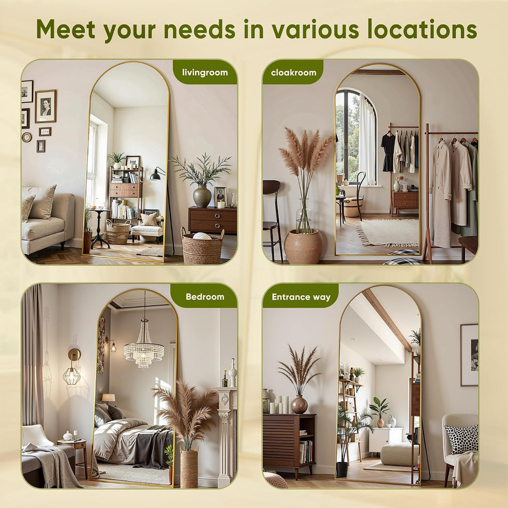 Floor Mirror, 78"x38" Oversized Full Length Mirror with Stand, Gold