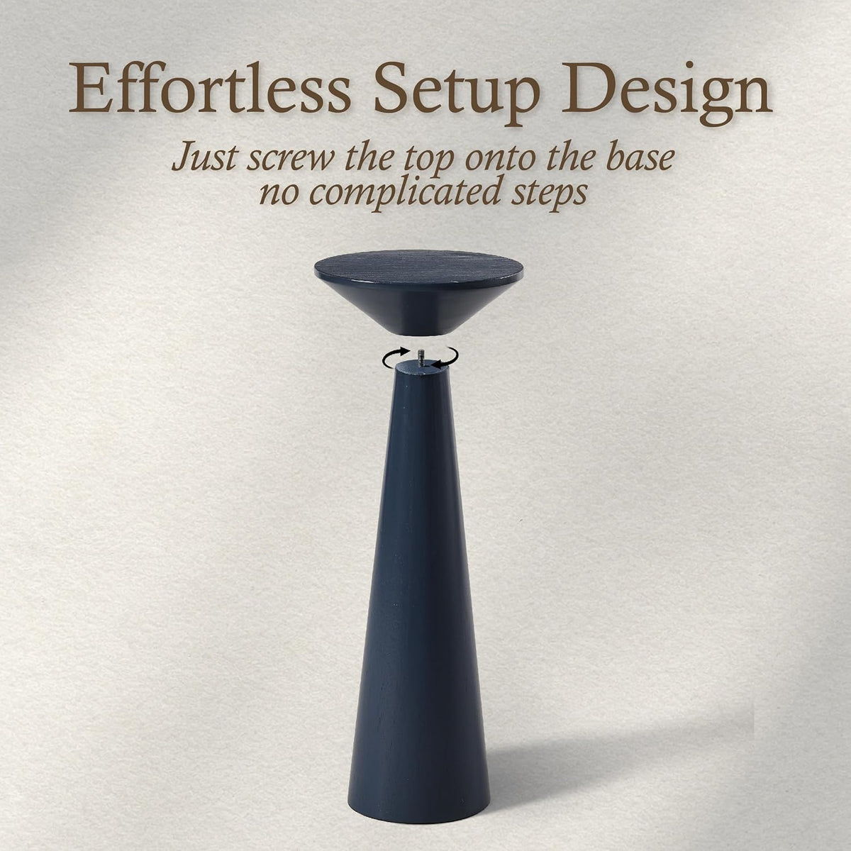COZAYH Farmhouse Tall Pedestal End Table, Solid Wood, Dark Blue