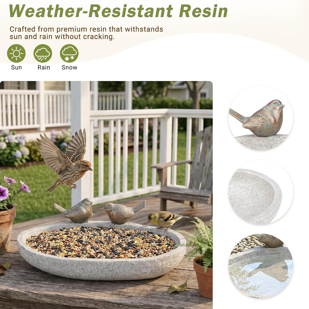 MUMTOP Bird Baths for Outdoor, Resin Garden Ground Birdbath Bowl Yard Decor