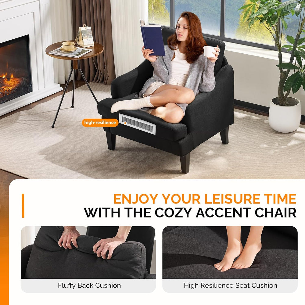 VINGLI Accent Chair, Small Cozy Upholstered Armchair, Compact Reading Chair