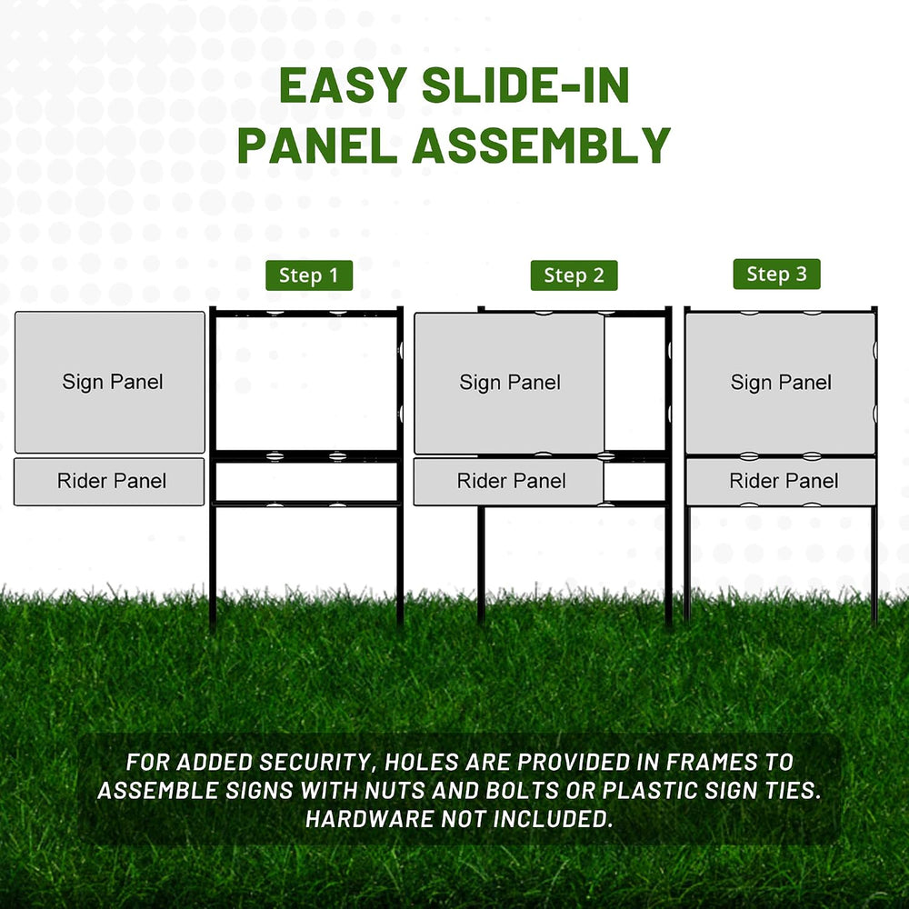 Real Estate Metal H-Frame Yard Sign with Rider, 18 x 24 in, Black, 1 Pack
