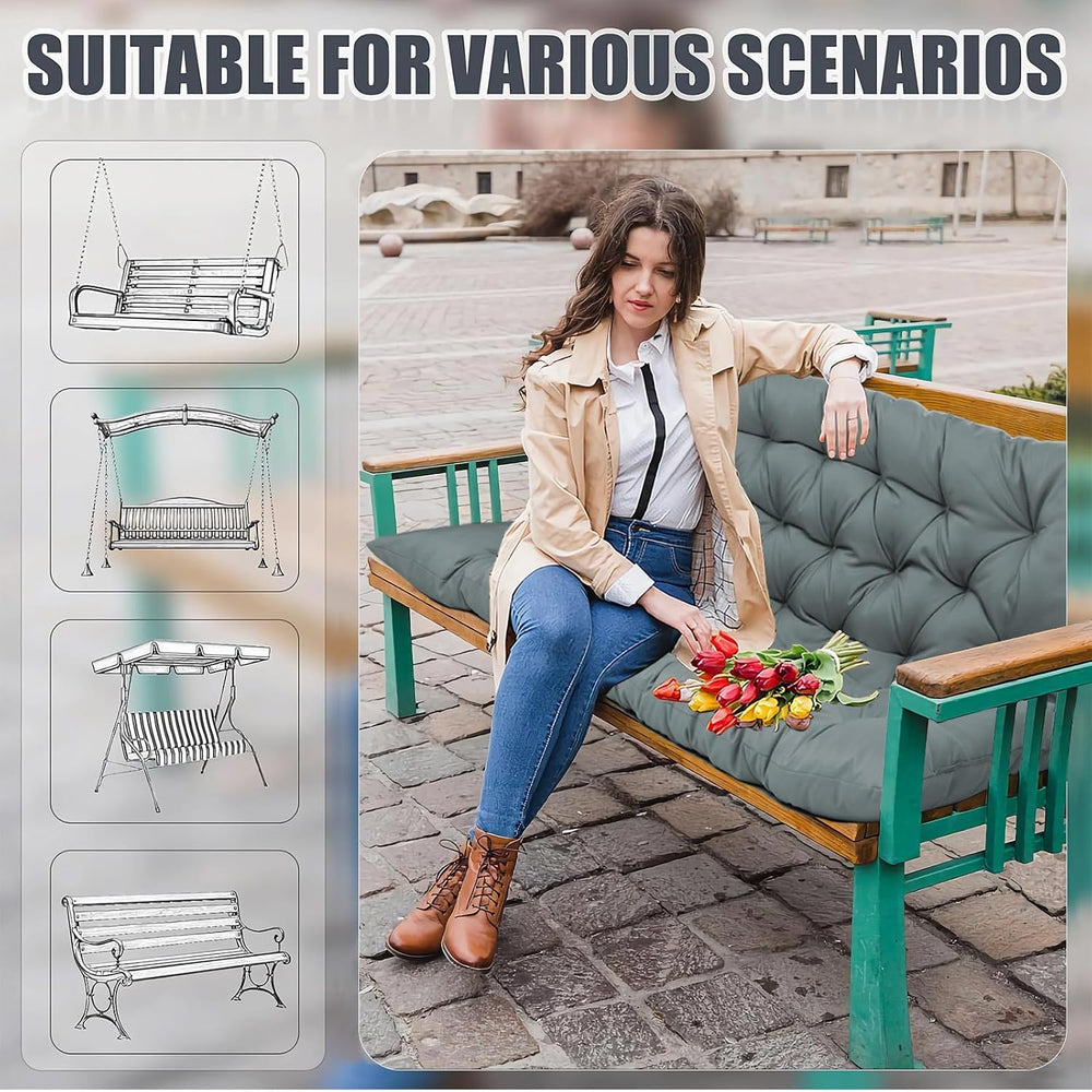 Outdoor Swing Cushions Waterproof, Light Gray, 40×60in