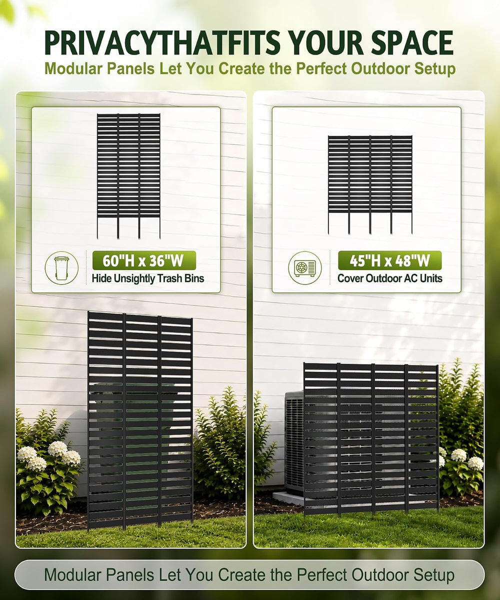 Metal Privacy Screen Fence Outdoor - 60" H x 36" W Decorative Priva...