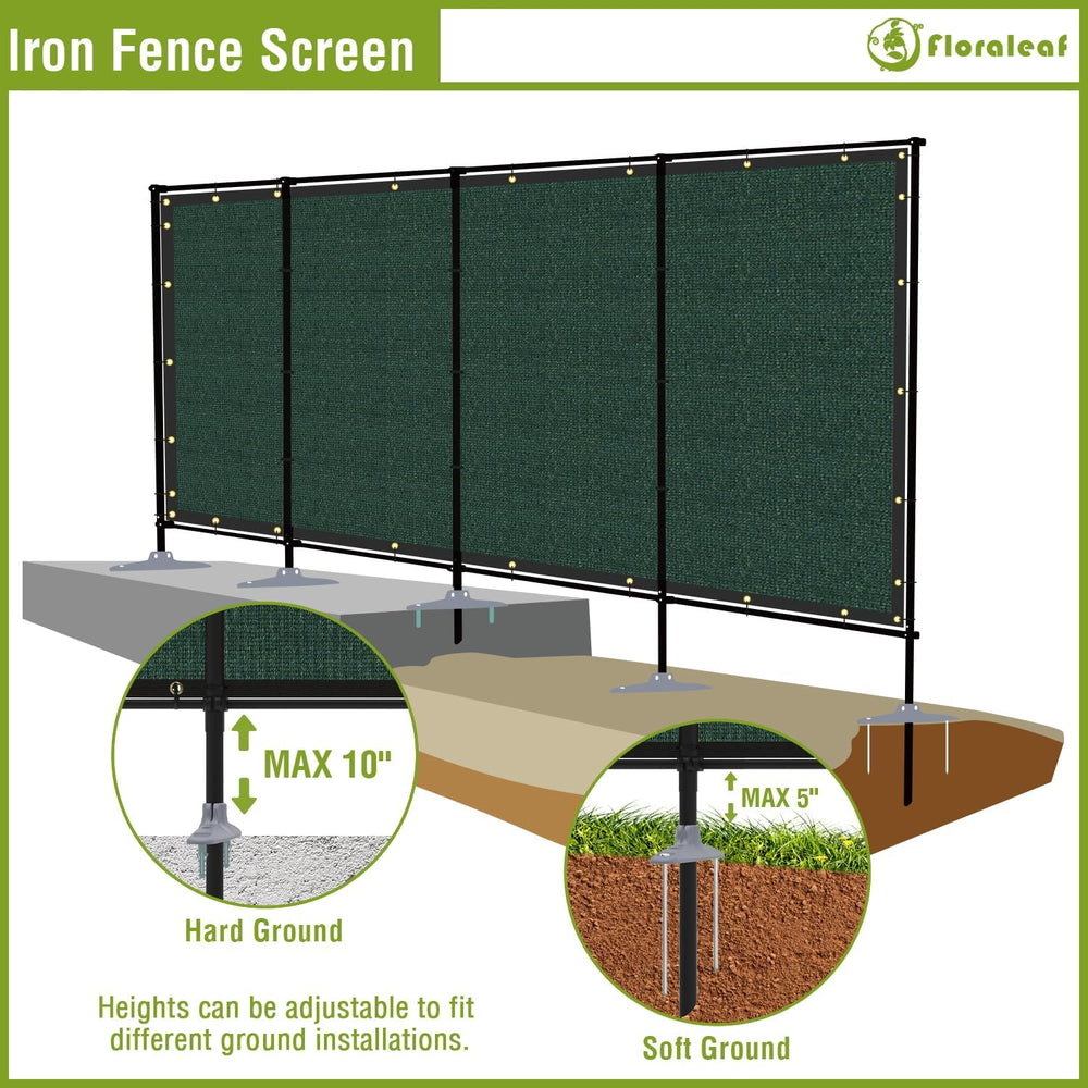 6'x12' Privacy Fence Sets with Iron Poles Outdoor Mesh Shade Net Cove...