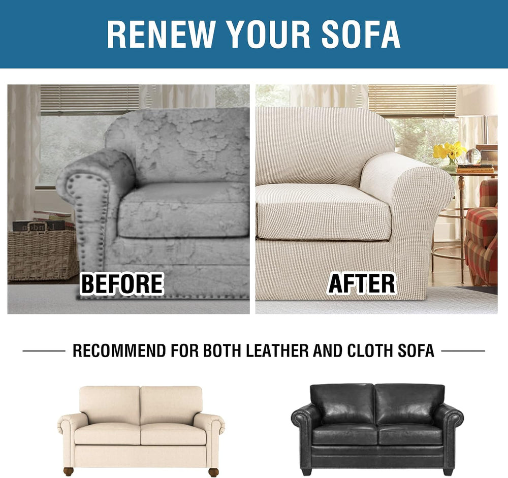 H.VERSAILTEX 3 Piece Stretch Sofa Covers for 2 Cushion Loveseat Couch Covers ...