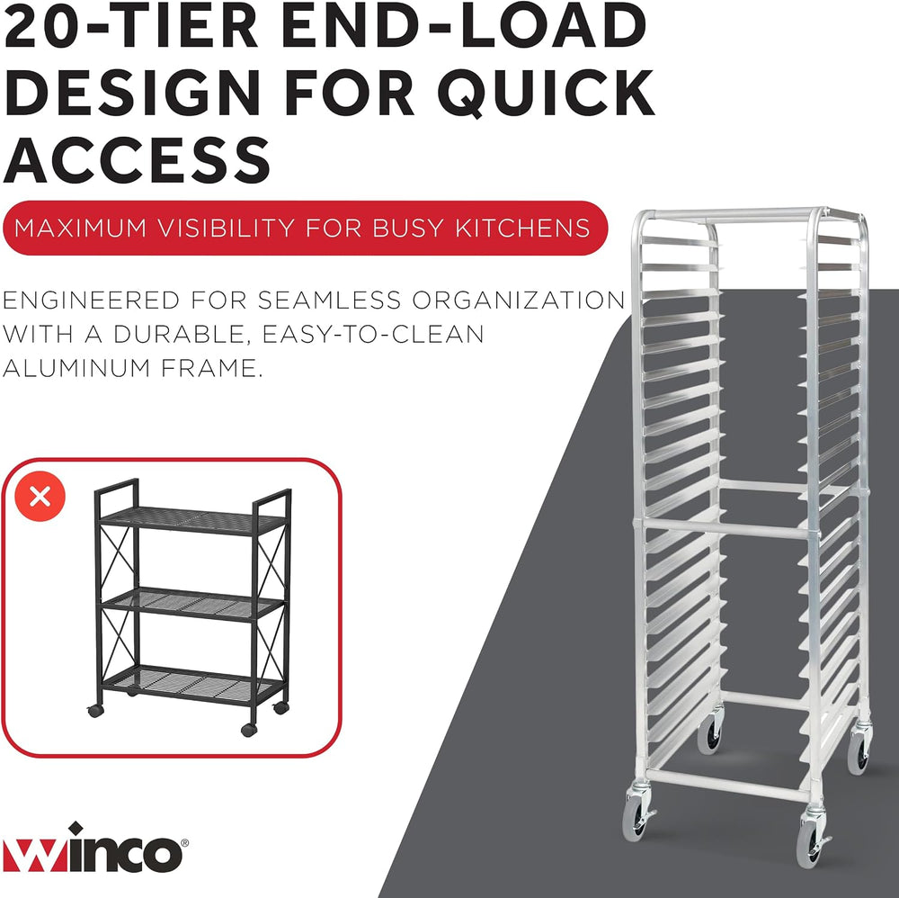 Winco 650 lb 3" Aluminum Sheet Pan Rack, 20 Tier