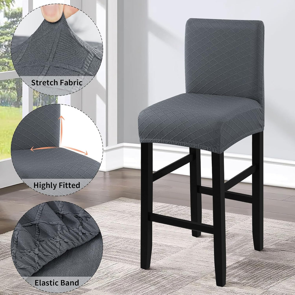 Fuloon Waterproof Barstool Covers Chair Slipcovers, Grey, 4 Pack