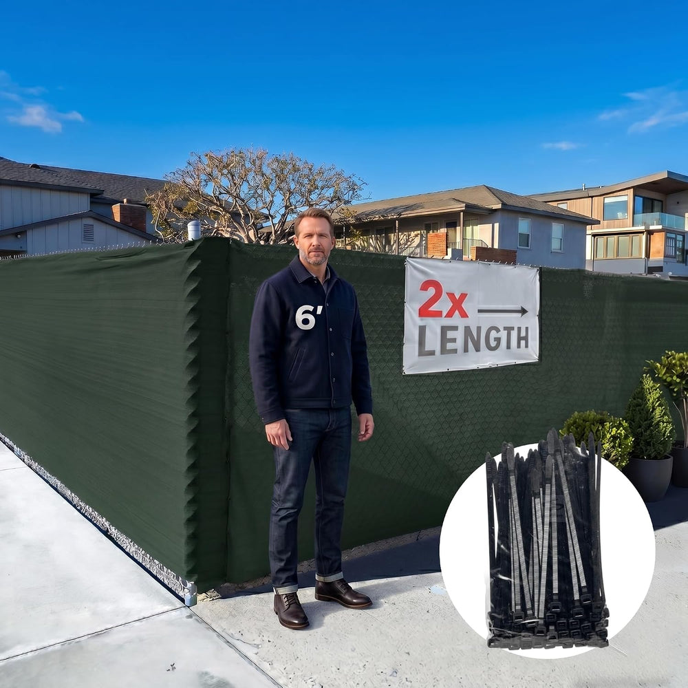 FenceScreen 6ft x 100ft Green Fence Privacy Screen Raw - 85% Blockage