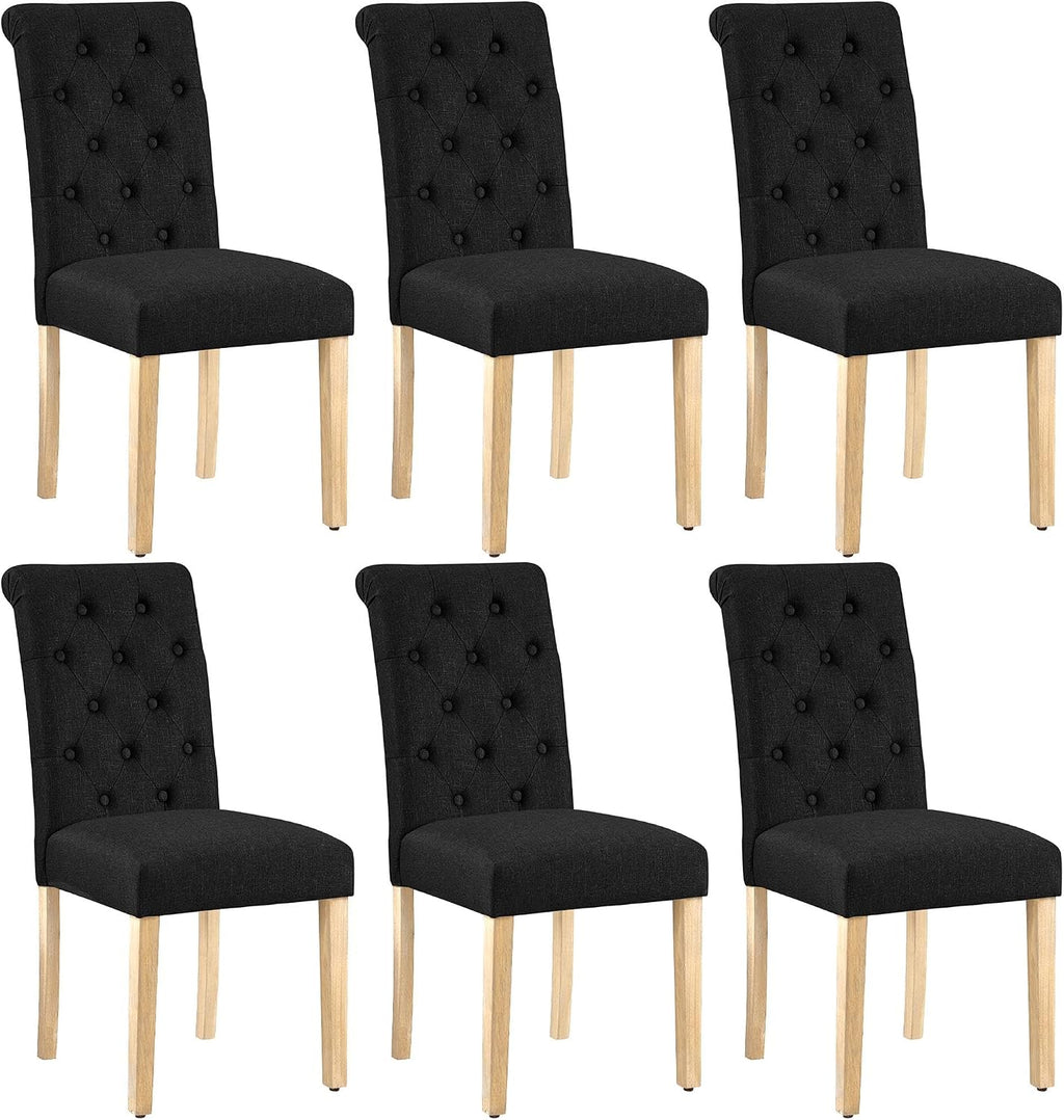 Yaheetech Dining Chairs Set of 6 Modern Upholstered Parson Chairs Black