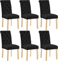 Yaheetech Dining Chairs Set of 6 Modern Upholstered Parson Chairs Black