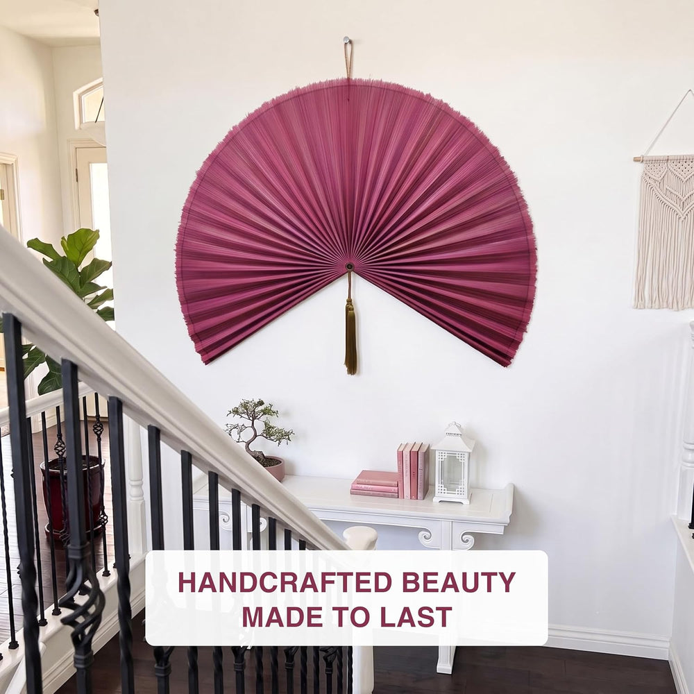 SUCHUBU Pink Bamboo Wall Fan Decor 47 Inch, Large Japanese Fan Wall Art for A...