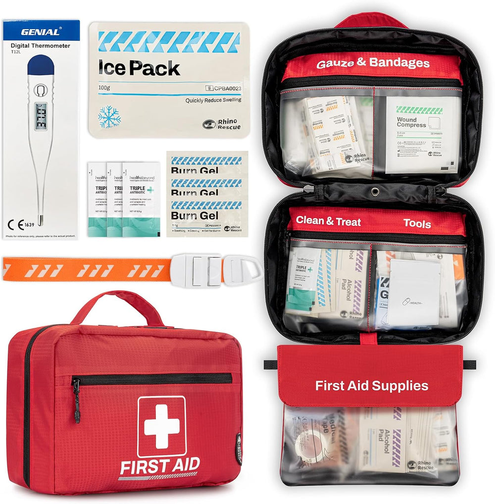 RHINO RESCUE Home First Aid Kit,240pc Medical kit for Car, School, Business