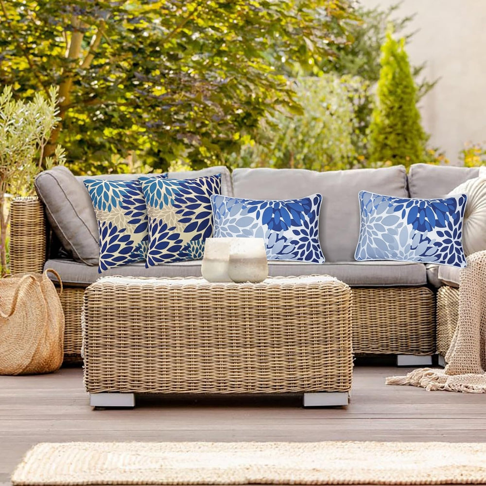 JMGBird Blue Throw Pillows with Inserts Included 18x18 Outdoor Pillows Waterp...