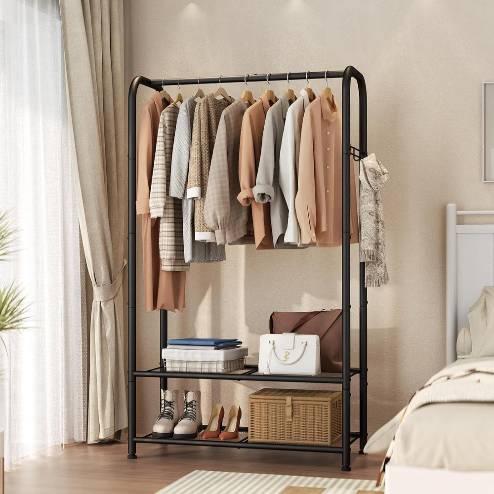 SINGAYE Wardrobe Standing Closet Clothing Rack With Shelf Hanging Clothes