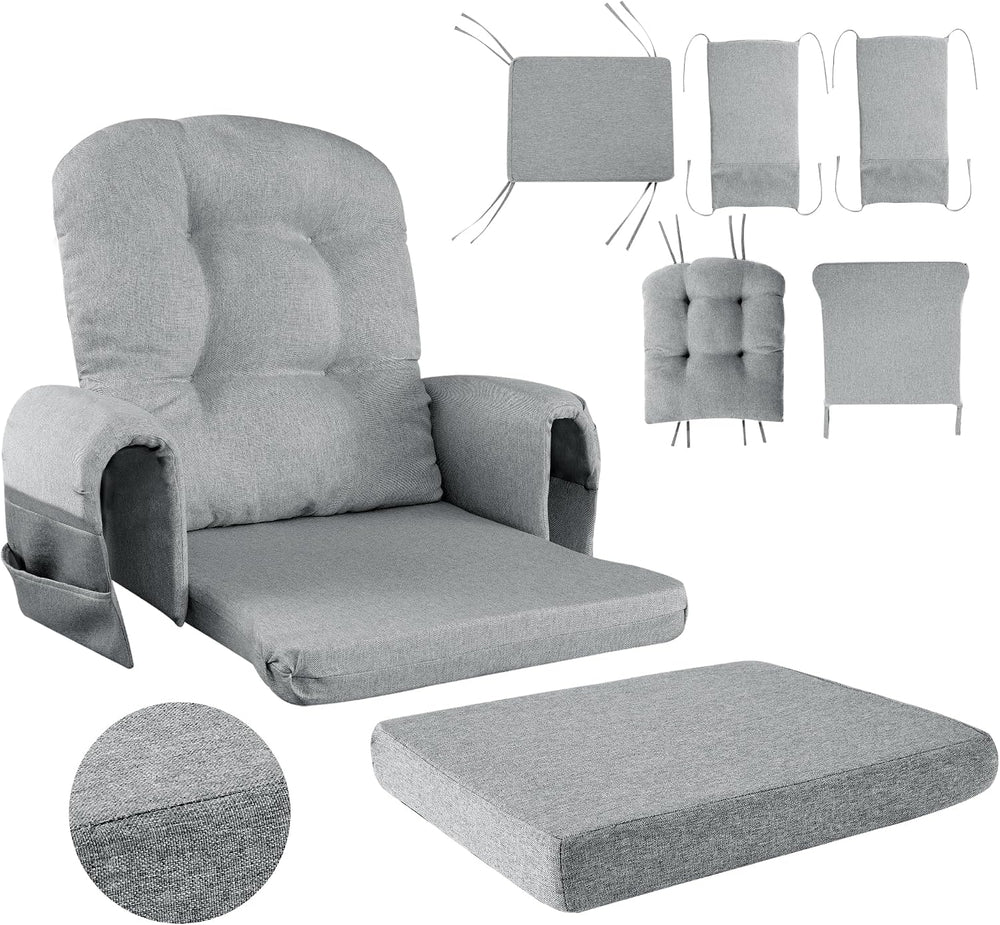 HOMBYS Glider Rocker Replacement Cushions with Storage Side Pocket,Linen-Like...