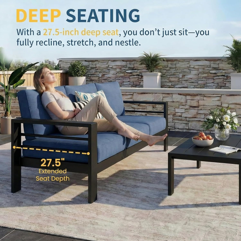 Wisteria Lane Aluminum Patio Furniture Set for All Weather, Oversized Metal O...