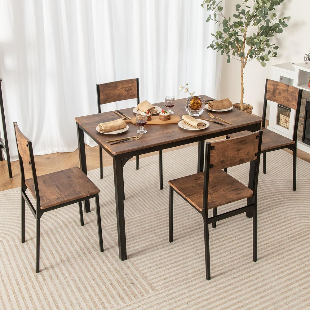 Tangkula Dining Table Set for 4, Modern Kitchen Table and Chairs Set of 4