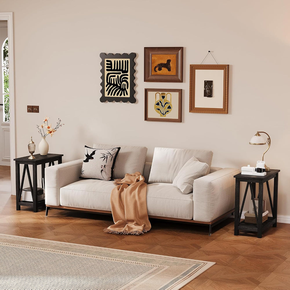 ChooChoo Farmhouse End Table Set of 2, Narrow Side Table