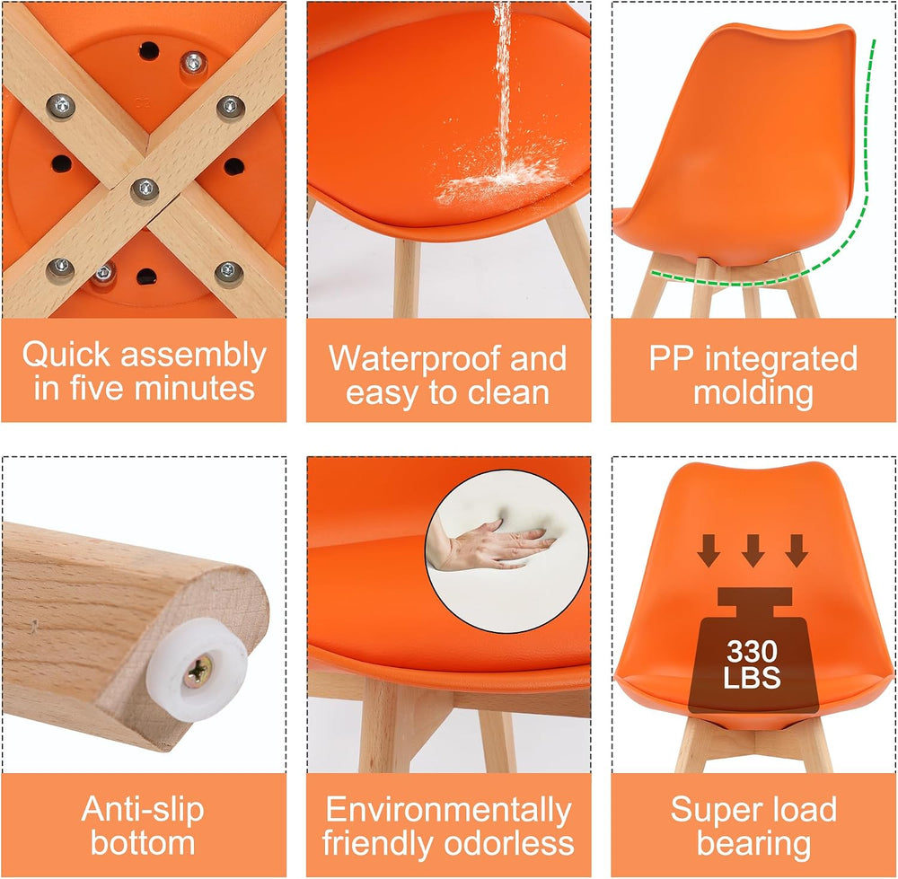 LSSBOUGHT Mid Century Modern Dining Chairs,Shell Lounge Plastic Side Chair wi...