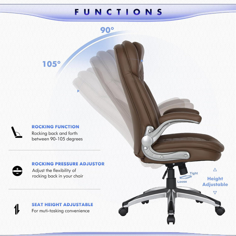 COLAMY Executive Office Chair-Ergonomic Computer Desk Chair, High Back Leathe...