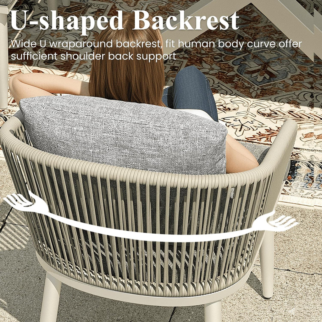 layinsun 5 pieces outdoor patio dining set, aluminium, close-up detail