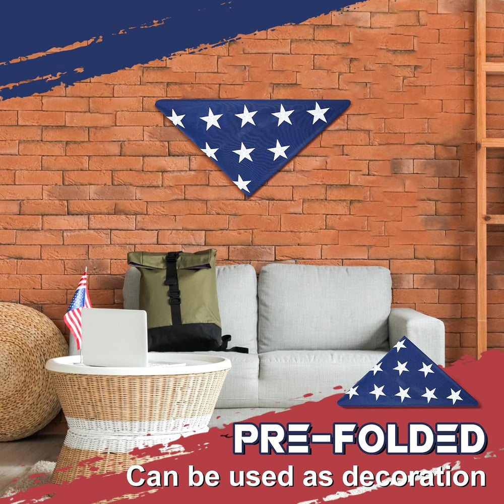 Mindsoft 1 Pcs 5 x 9.5 ft Folded Memorial American Flag