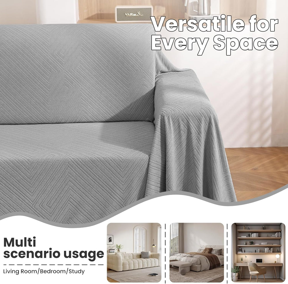 L Shaped Sectional Couch Cover 2 Piece, XX-Large, Light Grey