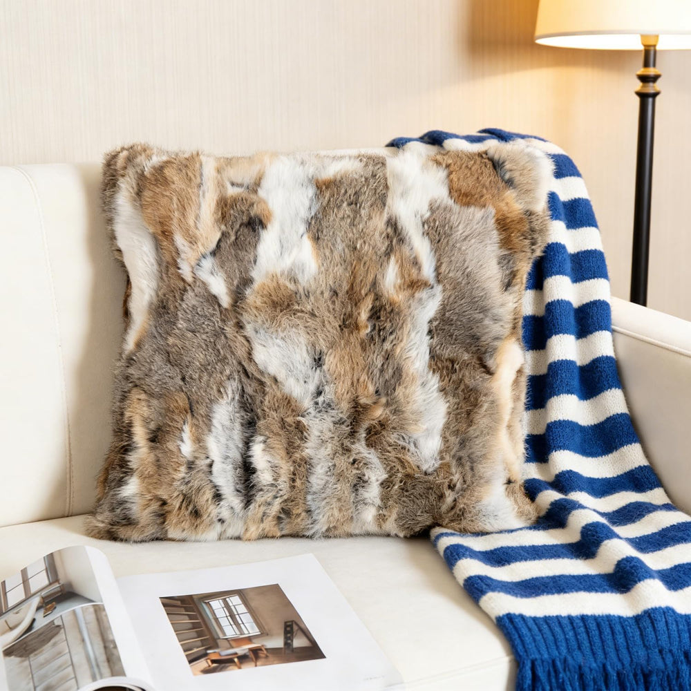 Rabbit Fur Throw Pillow Covers, 20x20 in Decorative Pillowcase