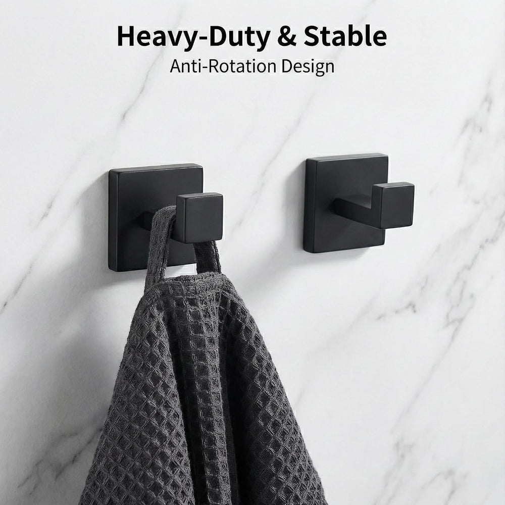 5-Piece Bathroom Hardware Set, 16 in Towel Bar, Matte Black