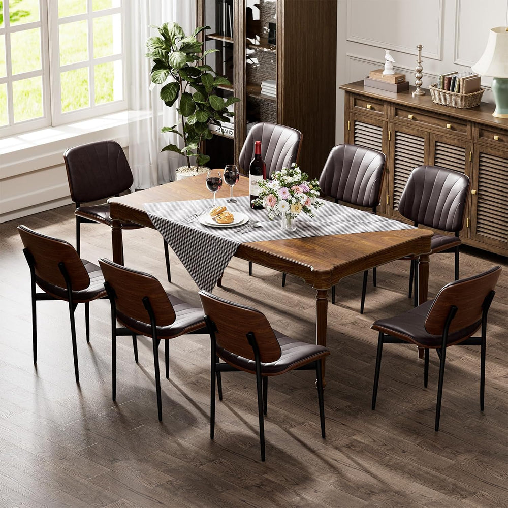 YaFiti Dining Chairs Set of 2, Mid Century Modern PU Leather Kitchen Chairs