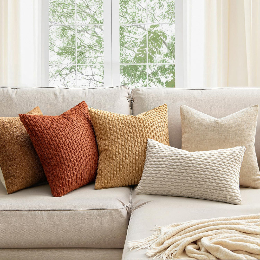 MIULEE Euro Sham Fall Decorative Throw Pillow Covers 22x22 Rust Corduroy