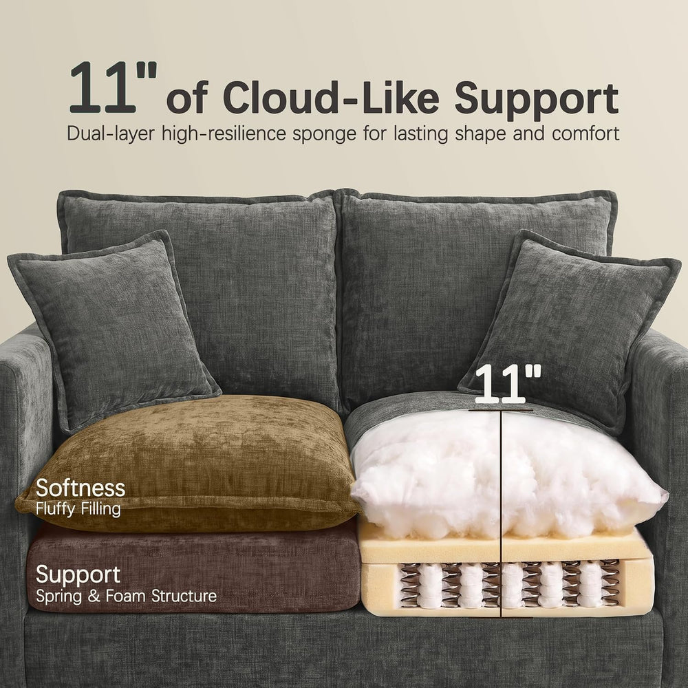 52" Loveseat Sofa, L-Shaped Cloud Love Seat Couches with Ottoman