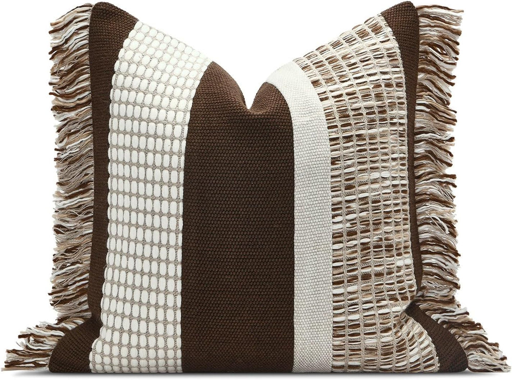 Dark Brown Boho Throw Pillow Cover 20x20