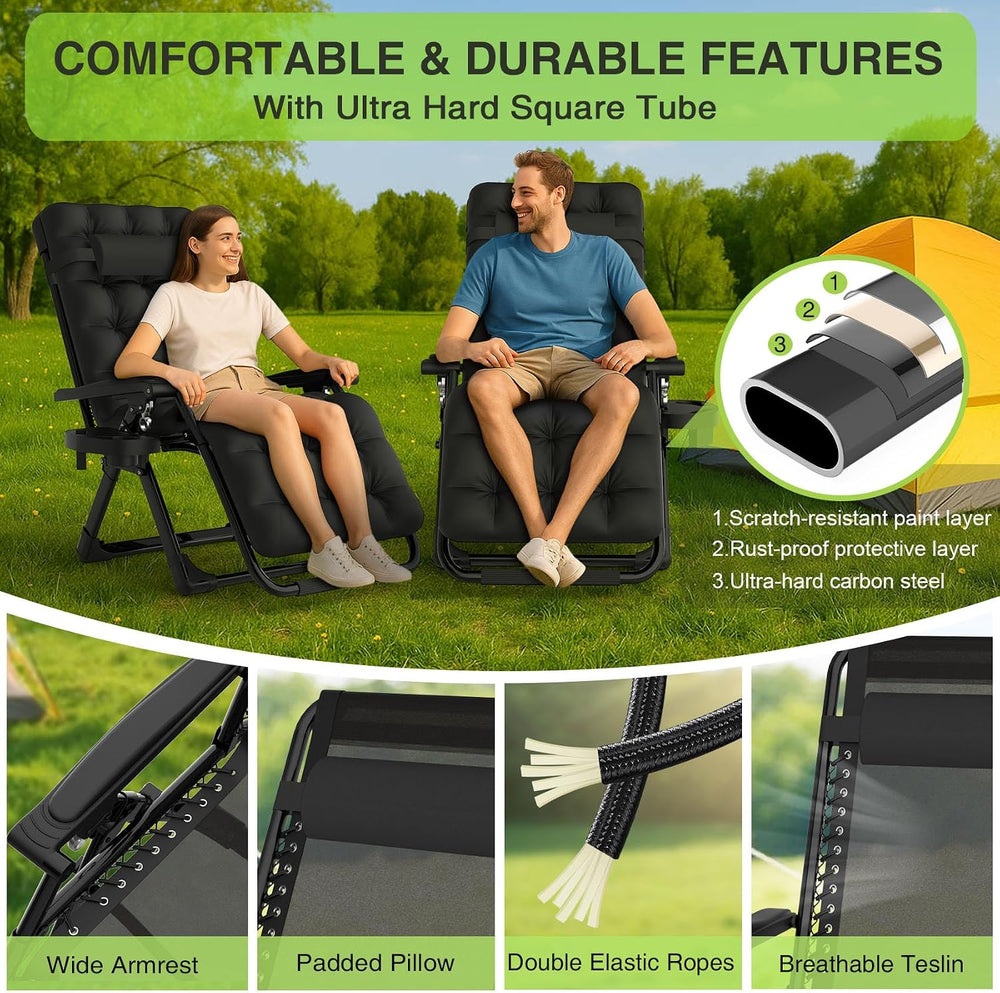Suteck Zero Gravity Chair, Reclining Camping Chairs w/Removable Cushion