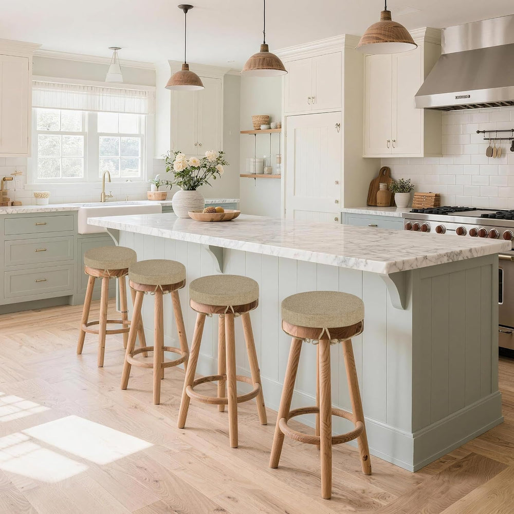 12 Inch Round Bar Stool Cushions with Non-Slip Bottom Beige