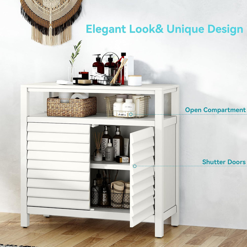 HLR Accent Cabinet with 2 Doors, White Sideboard Buffet with Open Shelf, Deco...