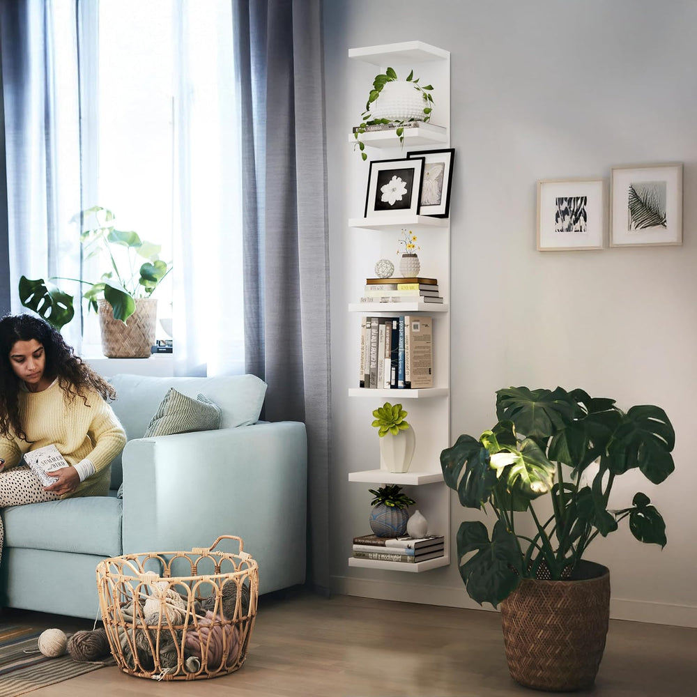 7 Tier Wall Shelf, Versatile Wall Mounted Lack Shlef Floating Shelf White