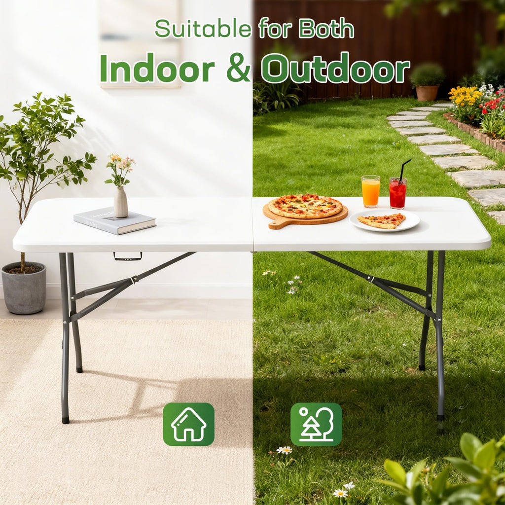 fdw | 6ft folding table | white |, side view